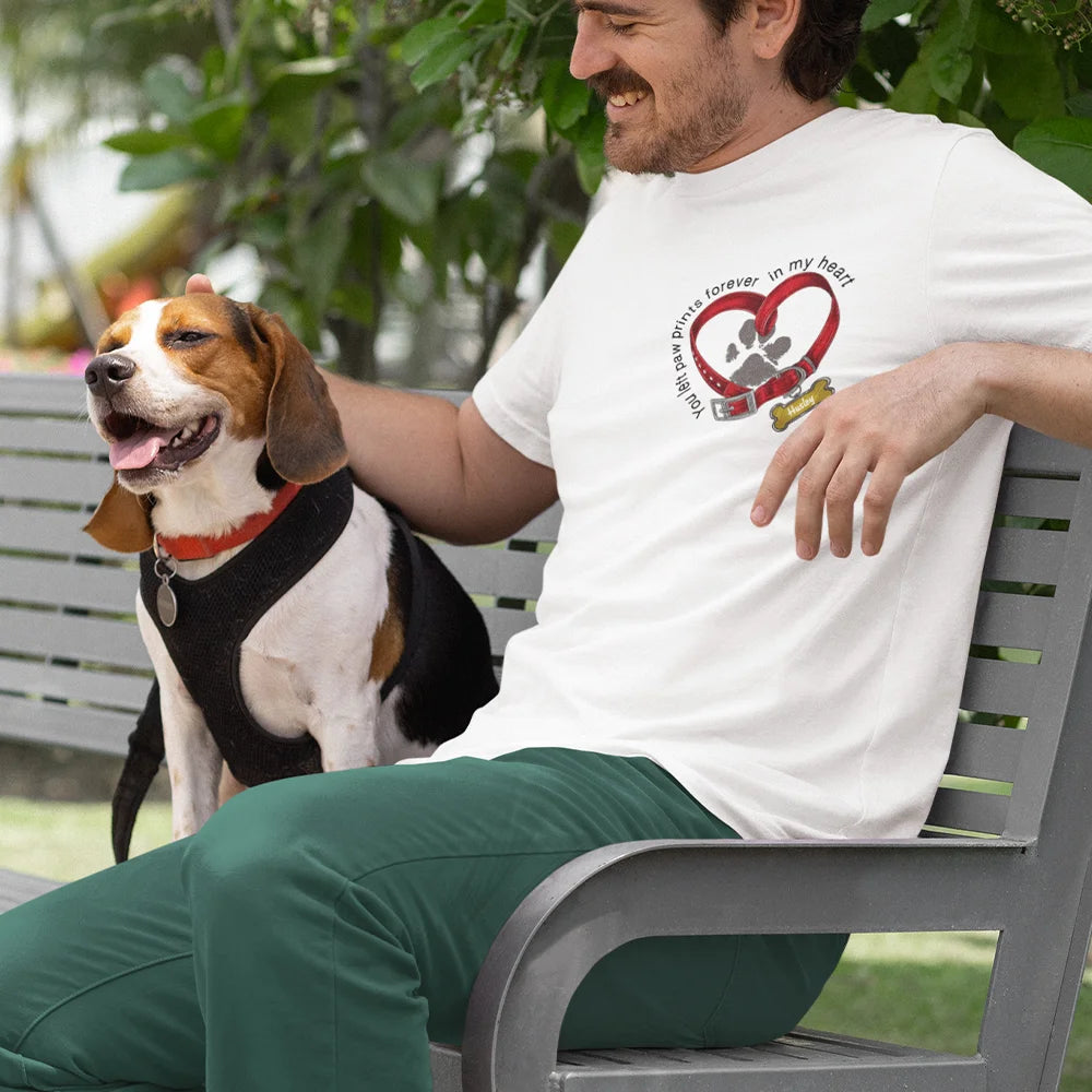 Personalised The Road to My Heart Is Paved with Paw Prints T-shirt with Name Birthday Gift for Pet Lovers