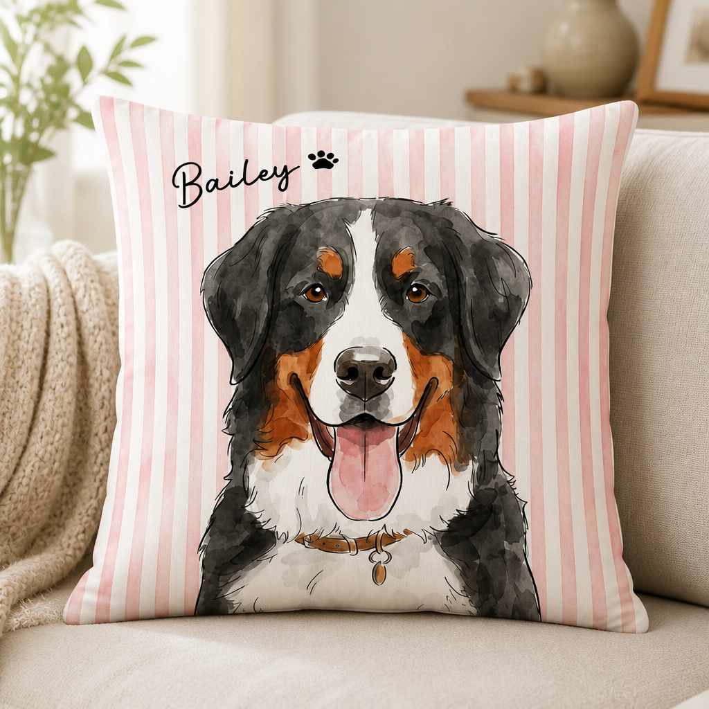 Custom Watercolor Pet Portrait Pillow - Personalized Pillow fc51941f-8a07-489a-8a6e-980cb2ad0b05.png