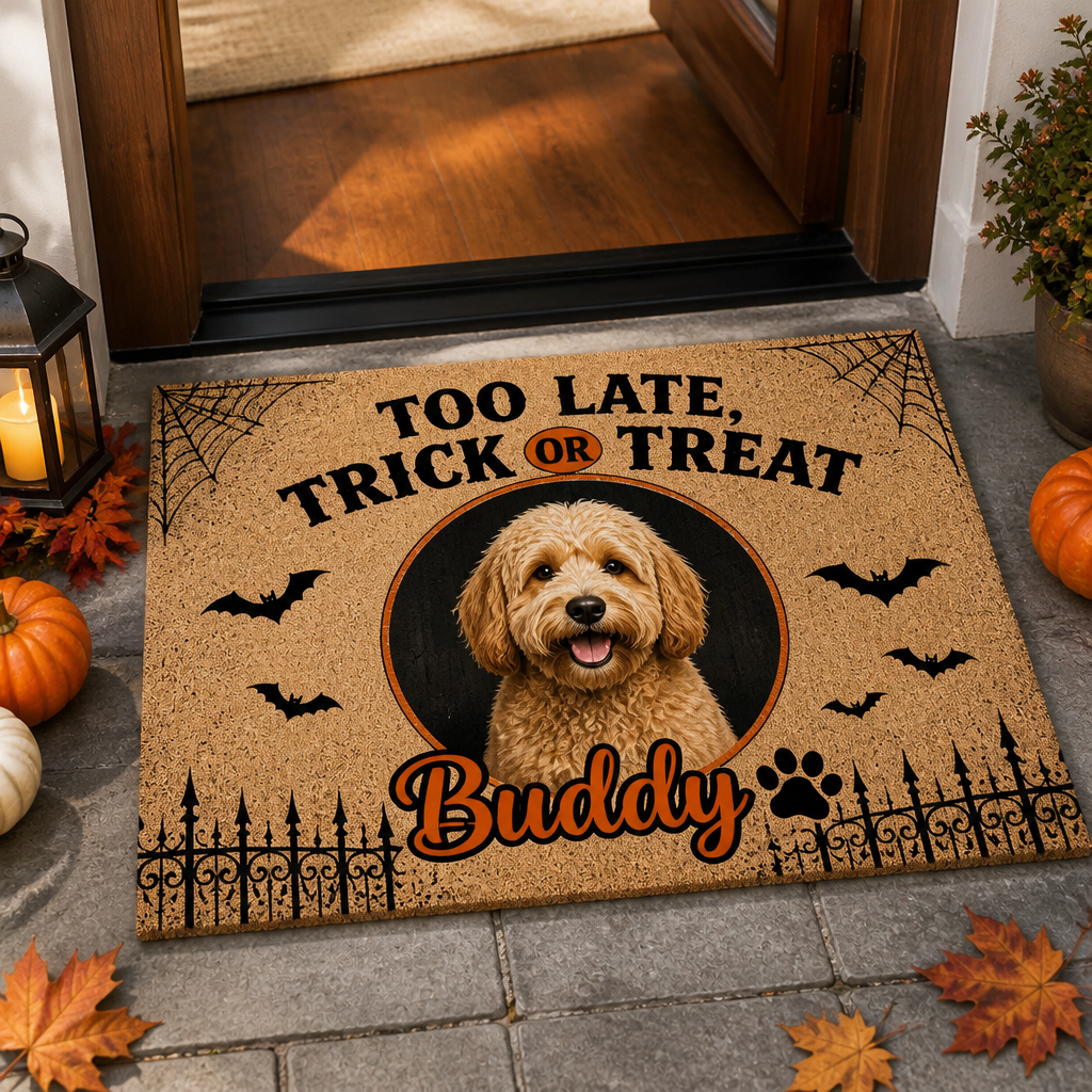 Halloween Trick or Treat Pet Photo Doormat - Personalized Doormat fc54d1de-82ad-41c6-be1d-b84d3018a124.png