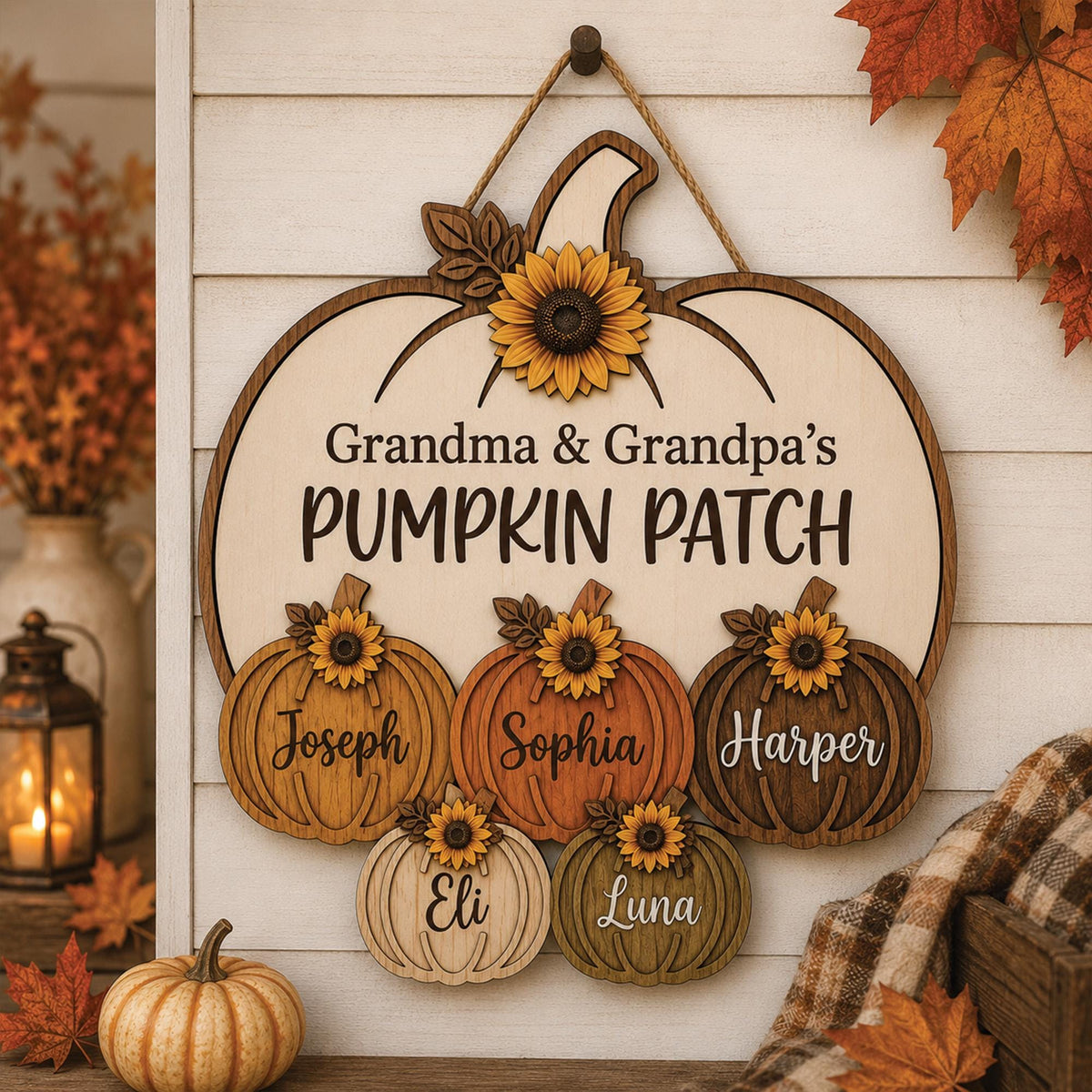 Personalized Grandma Grandpa's Pumpkin Patch Door Hanger, Fall Season Decor, Fall Pumpkin Patch Sign Grandma Thanksgiving Decor, pumpkin kid fc5a46af-1d0e-43bd-a7c7-29957a978a18-il_fullxfull.8495479039_7vri.jpg