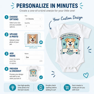 Loved & Protected By — Pet Name Baby Onesie - Personalized Baby Onesie With Color fc7f3516-5a05-44fa-9a5a-f6519dc73d0a.jpg