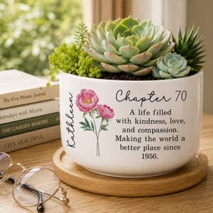 70th Birthday Gifts For Women, Personalized 70th Birthday Flower Pot Gift, Custom Name Chapter 70 Planter