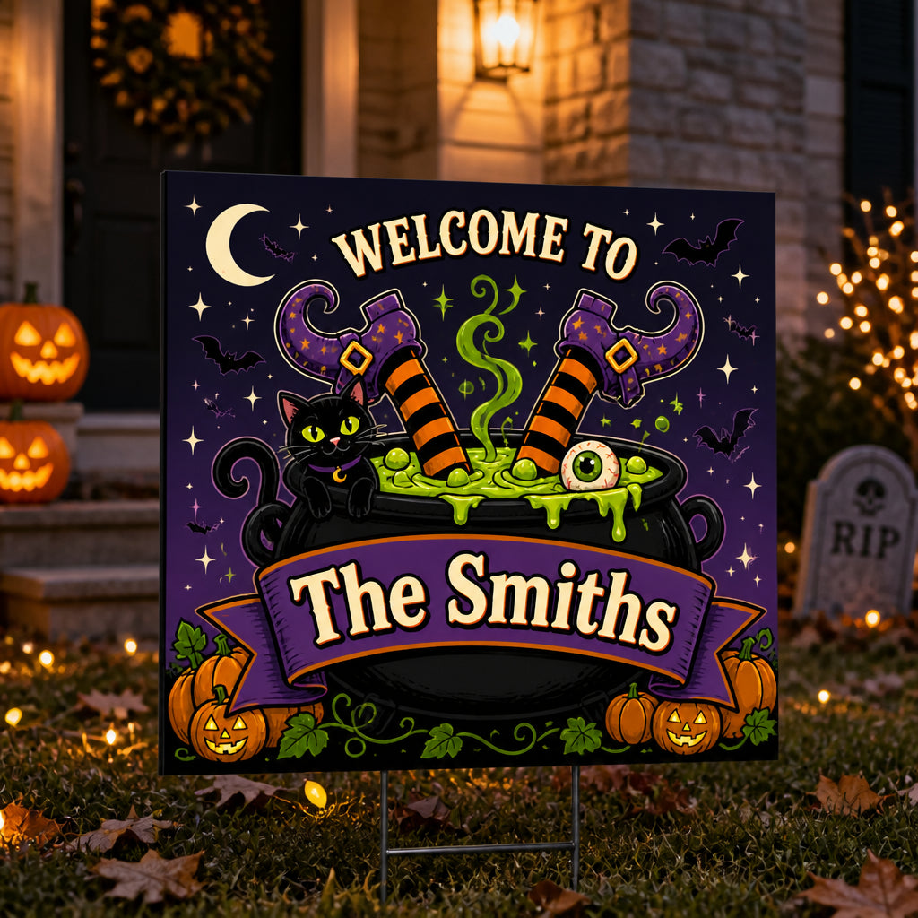 Halloween Cauldron Welcome Yard Sign – Custom Family Name - Personalized Yard Sign fc95d0a4-3479-4767-af3e-e7b3dd6ae997.jpg