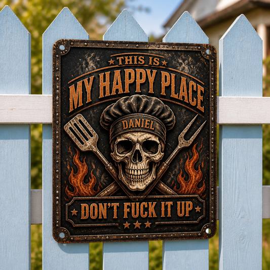 Grill Master Happy Place Metal Sign — Name Personalized - Personalized Metal Sign fca98b36-5900-4e8f-8456-1f91bca1f6a8.png