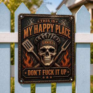 Grill Master Happy Place Metal Sign — Name Personalized - Personalized Metal Sign fca98b36-5900-4e8f-8456-1f91bca1f6a8.png