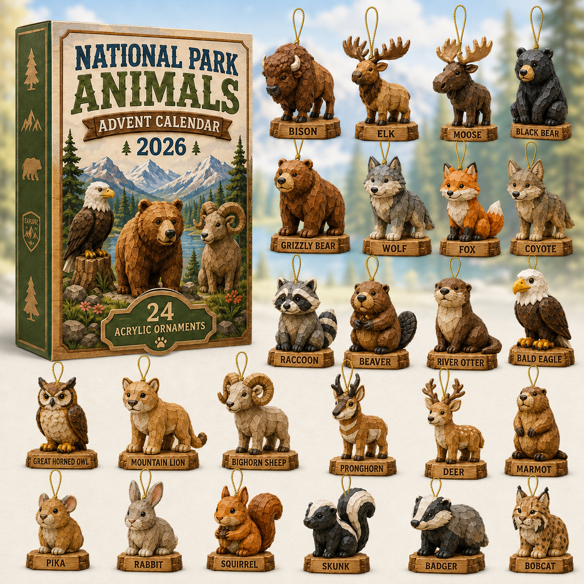 National Park Adorable Animals Advent Calendar 2026 - 24-Day Festive Countdown, Acrylic Charms Blind Box - Gift For Family & Friends fcb94161-26ac-404c-aaa6-742ac03fb638-box-charms-animals.png