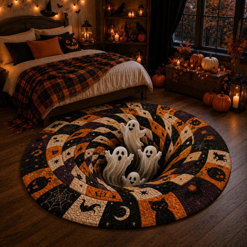 Halloween Ghost Vortex Rug, Spooky 3D Optical Illusion Floor Mat, Cute Ghost Halloween Decor, Pumpkin Witchy Rug, Fall Home Accent fccfbd2b-c75c-40de-a118-0edaad178370-trtytr-1-.webp