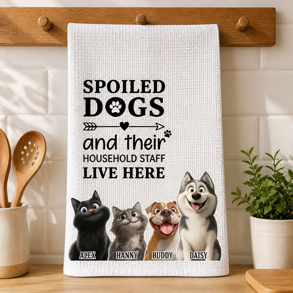 Spoiled Dogs Household Staff Kitchen Towel – Custom Pet Portraits - Personalized Kitchen Towel fd001590-2f7a-4cfb-8c1a-947e1ea30e71.png
