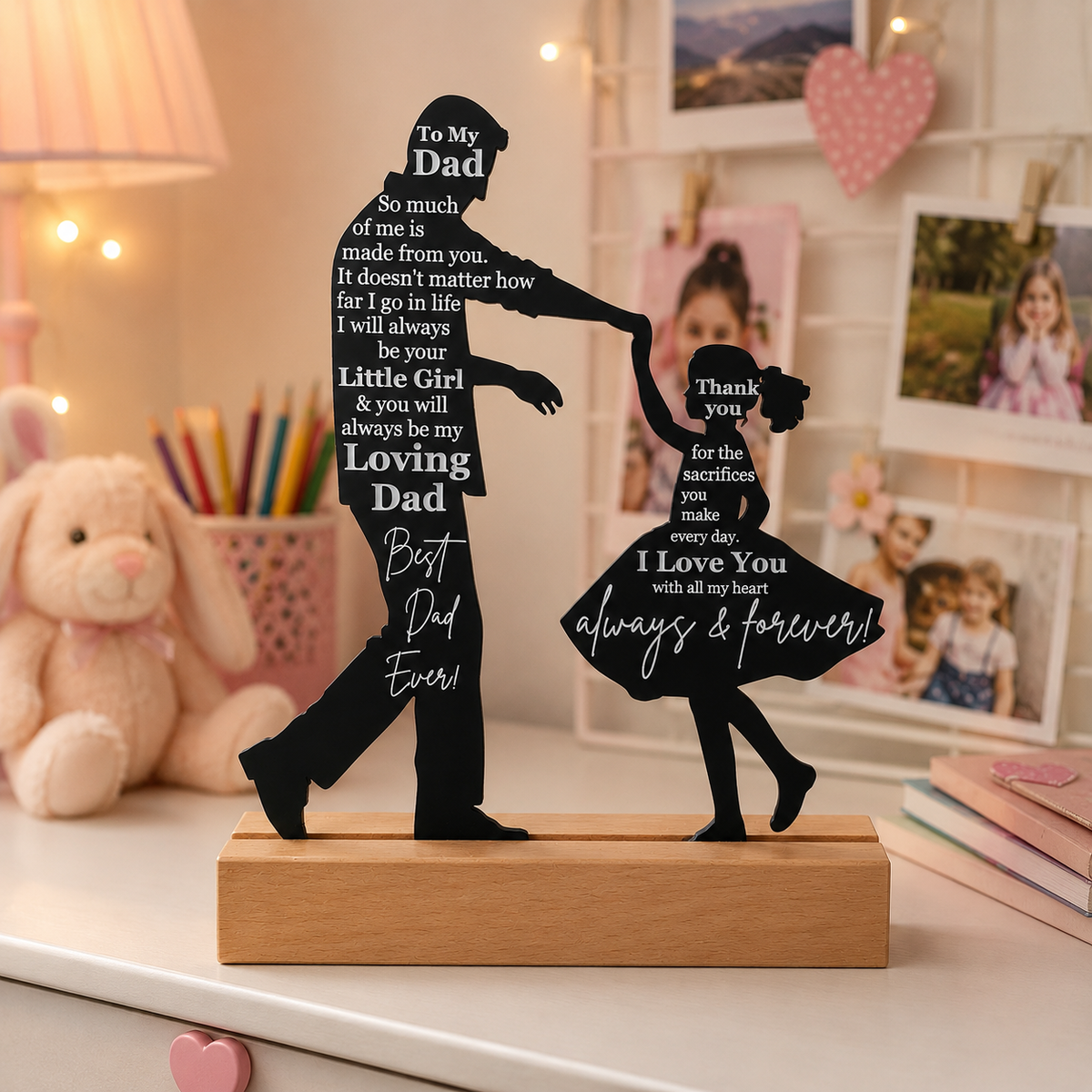 Dad Gifts from Daughter for Birthday Father's Day Christmas Valentine's Day Easter Present - Meaningful Sentimental Dancing Acrylic Plaque Keepsake Desk Decor for Bonus Step Papa Daddy