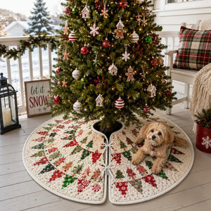 Gingerbread Christmas Tree Skirt, Red & Green Patchwork Holiday Tree Decor fd2d251e-f080-4d9f-b147-c2a2f25e9a9f-2.jpg