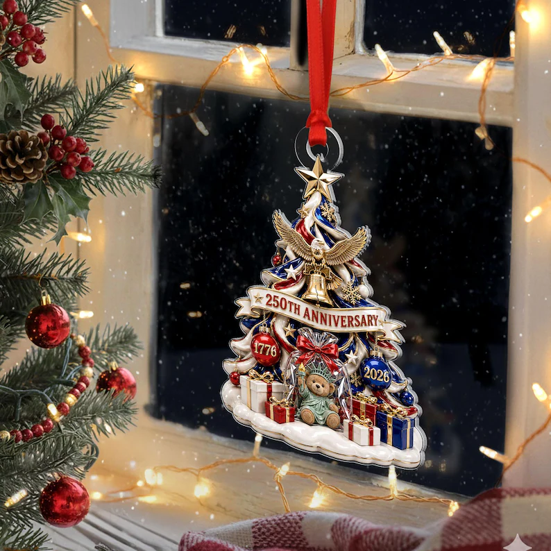 250 Years America 2D Ornament, 250th Anniversary Xmas Decor, Patriotic Christmas Tree Ornament, 1776 - 2026 Keepsake Gift, USA Christmas Bauble fd49972a-6755-4f2b-9f91-f0022808699e-h3.png