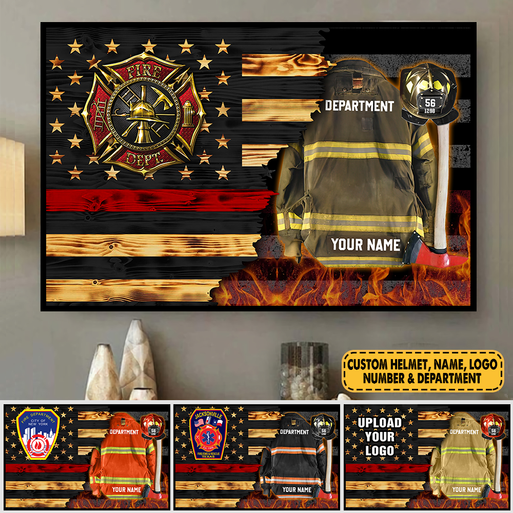Custom Firefighter Armor Clothes And Helmet Canvas Proud Firefighter Canvas