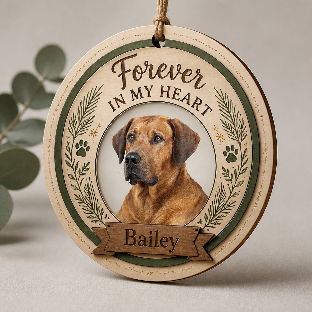 Pet Memorial Wood Ornament — Forever In My Heart (Photo + Name) - Personalized 3-Layered Wood Ornament fd7d5bd8-59fd-4212-affb-e045d9fc2106.jpg