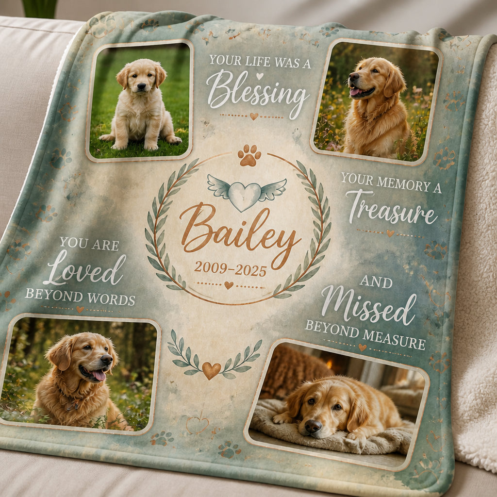 Pet Memorial Photo Collage Blanket — Your Life Was a Blessing - Personalized Blanket fd89802d-d1fb-4bd0-a32c-2ed73451b1c2.jpg