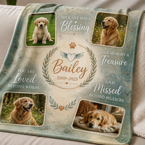 Pet Memorial Photo Collage Blanket — Your Life Was a Blessing - Personalized Blanket fd89802d-d1fb-4bd0-a32c-2ed73451b1c2.jpg