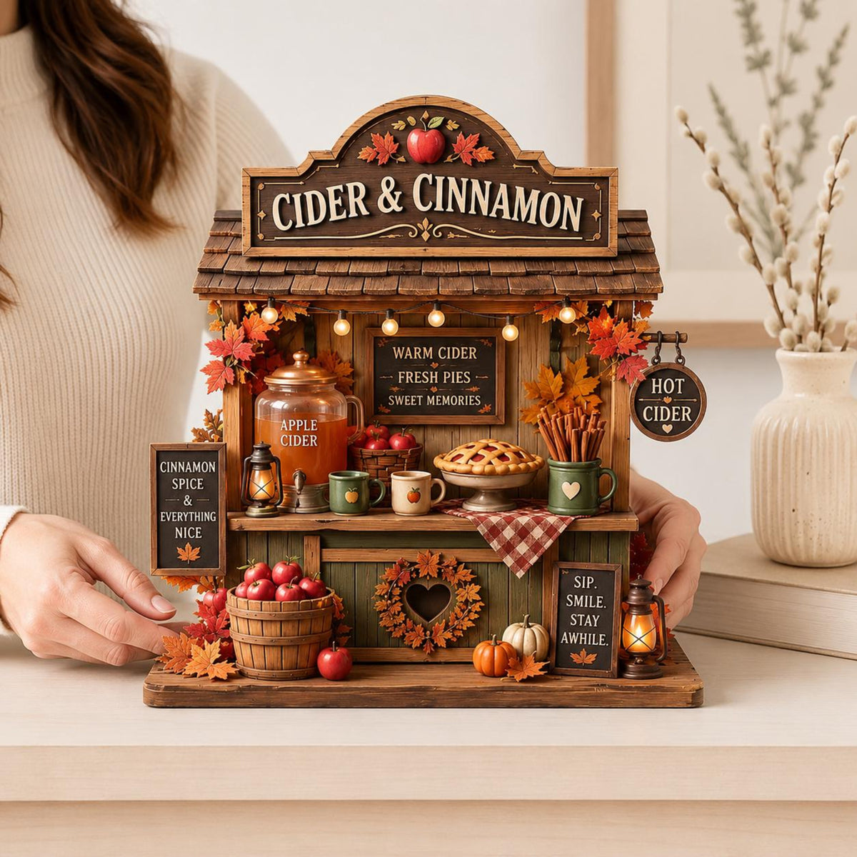 Personalized Cider & Cinnamon Wooden Block, Custom Apple Cider Stand Decor, Rustic Fall Farmhouse Shelf Sitter, Autumn Thanksgiving Gift fdb83a34-0723-430b-be18-4ce10ccdd118-6.jpg