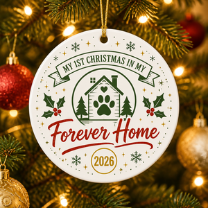 Pet Adoption 'My 1st Christmas in My Forever Home 2026' Round Ornament - Personalized Ornament fde22ffe-9014-4232-80ec-6f27ccab0365.png