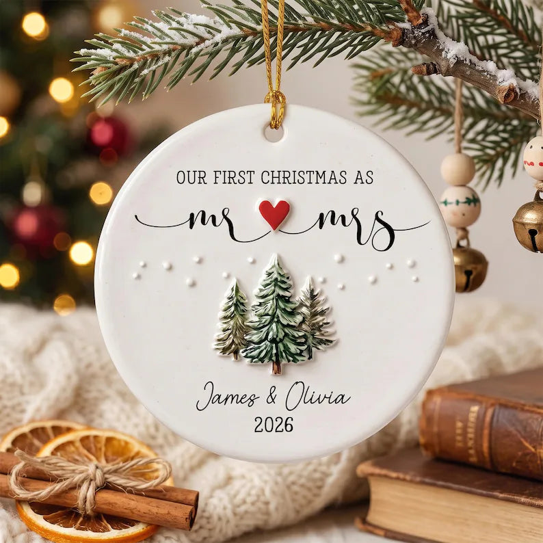 First Christmas Mr and Mrs 3D Relief Ceramic Ornament, Custom Married Keepsake, Personalized Newlywed Gift, Couple Ornament Gift for Wife fde4015e-39ad-4e6f-b3e5-c2f6b3afa099-ggf.webp