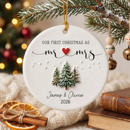 First Christmas Mr and Mrs 3D Relief Ceramic Ornament, Custom Married Keepsake, Personalized Newlywed Gift, Couple Ornament Gift for Wife fde4015e-39ad-4e6f-b3e5-c2f6b3afa099-ggf.webp