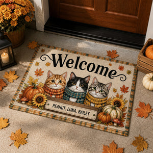 Autumn Cats Welcome Doormat – Personalized Pet Names - Personalized Doormat fdf8abd1-89ed-44d6-8a8b-9fb7e120e1ae.jpg