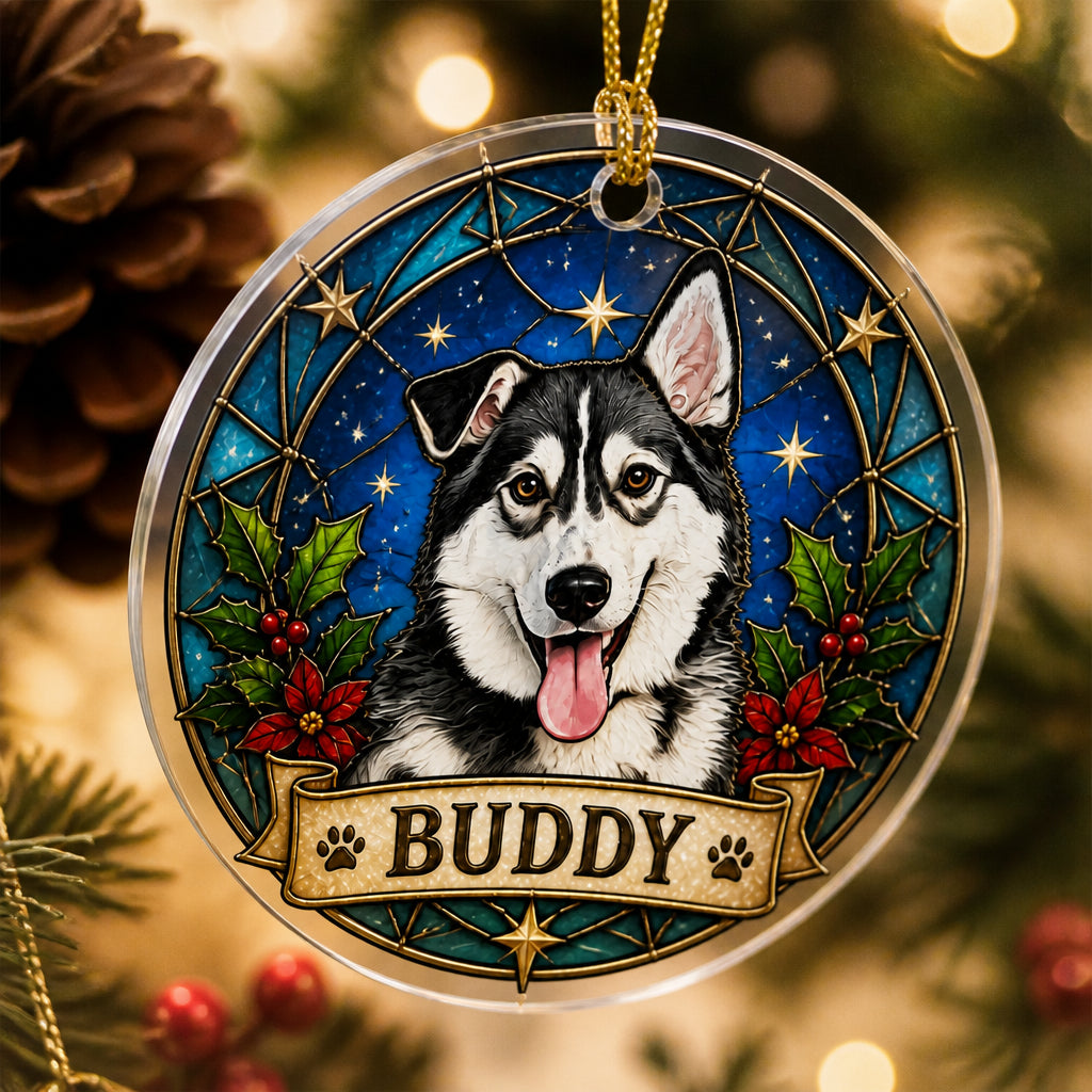 Custom Stained-Glass Pet Portrait Ornament – Name Plate - Personalized Transparent Acrylic Ornament fe041b7f-b5dc-4038-abfd-953f718a0d68.jpg