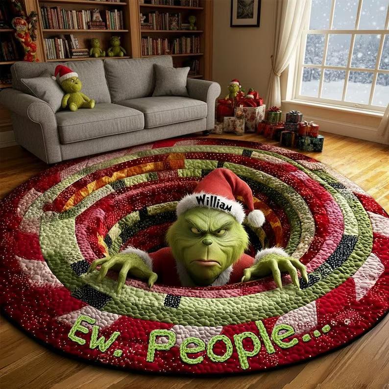 Ew People Personalized Grinch Round Mat, Custom Name Quilted Christmas Rug, Funny Holiday Doormat, Grinch Gift fe0d53ee-fb8f-428d-bd94-145ed42c979e-dgfdffdf-1-.jpg