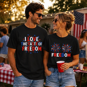 Funny 4th Of July Couples Shirts, I Love The Taste of Freedom Couples Matching Tee, Fireworks Shirt, Patriotic Husband Wife