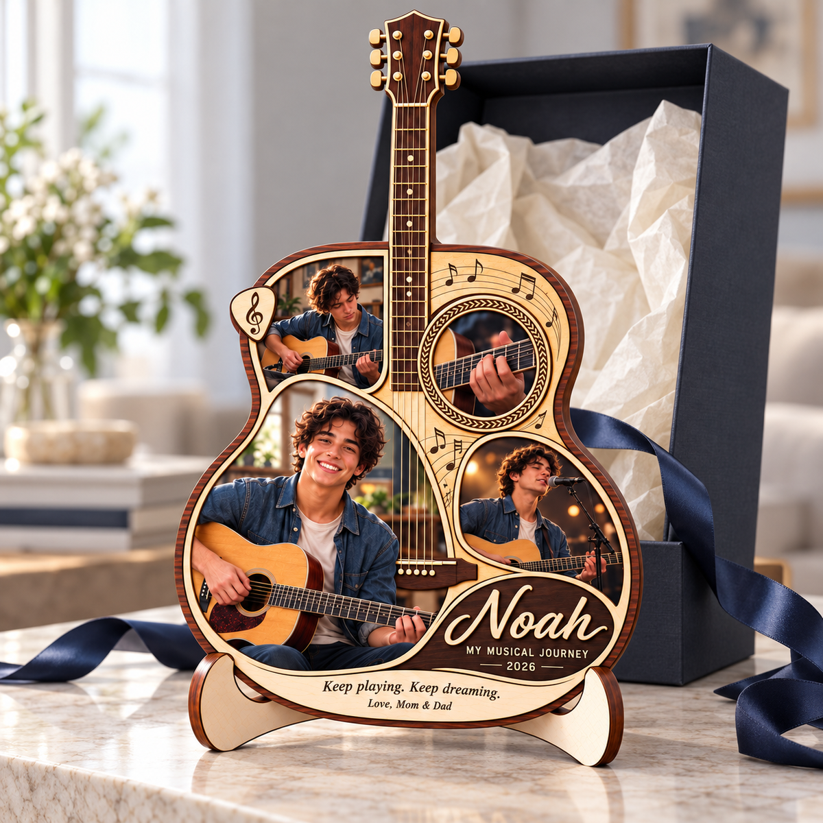 Personalized Guitar Photo Collage Plaque with Stand – Christmas Gift for Guitar Players, Custom Music Lover Keepsake fe4eb68d-319b-4bda-9b6c-9124ad4e15dd-Acoustic-guitar-keepsake-plaque-with-gift-box-4.png