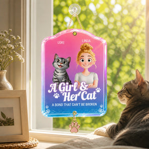 A Girl & Her Cat — Personalized Hardcover Notebook - Personalized 1 Layered Suncatcher with Charm fe4fd722-2140-4a2c-bfe3-7436f219da4e.jpg