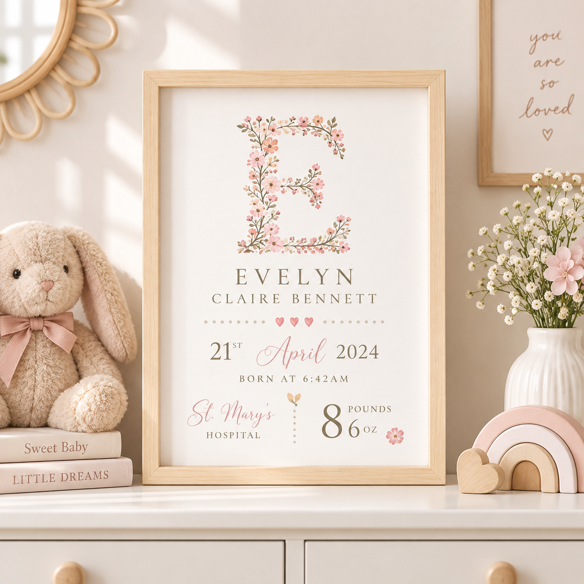 New Baby Personalised Print: Birth Details Keepsake Gift, Newborn Gift, Girls Boys Nursery decor fe585d31-28f2-45d4-a63d-d145af050a65-a2e8c7d6-1fcf-4e12-b32a-d8e3461bdf09.png