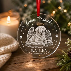 Forever Loved Pet Memorial Transparent Acrylic Ornament — Custom Photo, Name & Years - Personalized Transparent Acrylic Ornament fe72442d-18cd-4e52-955d-b1a2b869d05f.jpg