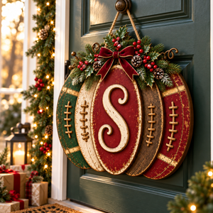 Personalized Christmas Door Sign with Initial – Rustic Layered Wooden Front Door Hanger with Holly and Evergreen fe73df05-8c60-450c-ae96-bb41b22cc8cc-banner-2.png