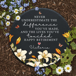 Garden Stone Retirement Gift, Personalized Floral Retirement Gift For Grandma, Colleague Retirement Keepsake, Retired Coworker, Mother's Day fe7f21a1-9512-48e2-9d66-9d75c5f03850-8.jpg
