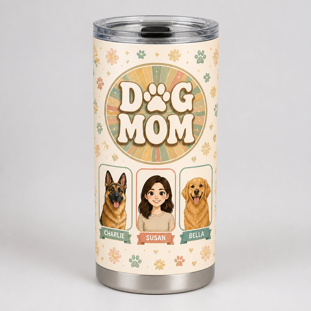 Dog Mom Retro Portrait Tumbler — 1 Person + 2 Pets (Names) - Personalized Tumbler fe846b2f-62d8-44a3-a388-937b643abe12.jpg