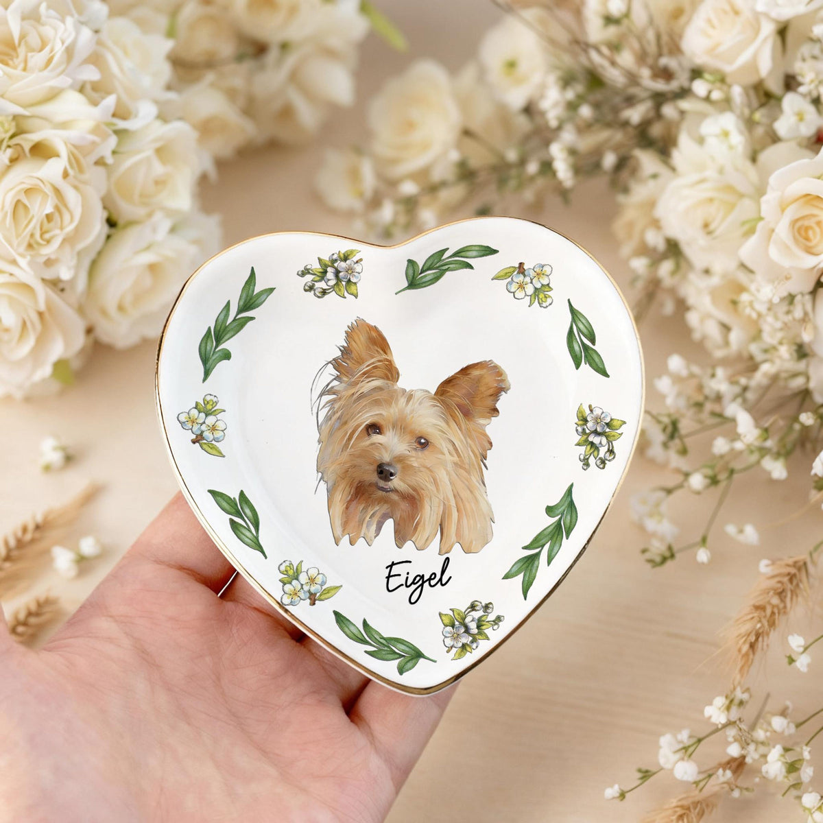 Personalized Dog Portrait Ring Dish, Pet Memorial Gift, Floral Ceramic Jewelry Dish feb1282e-803f-4b9b-9b8e-dd9ff958aeba-5.jpg