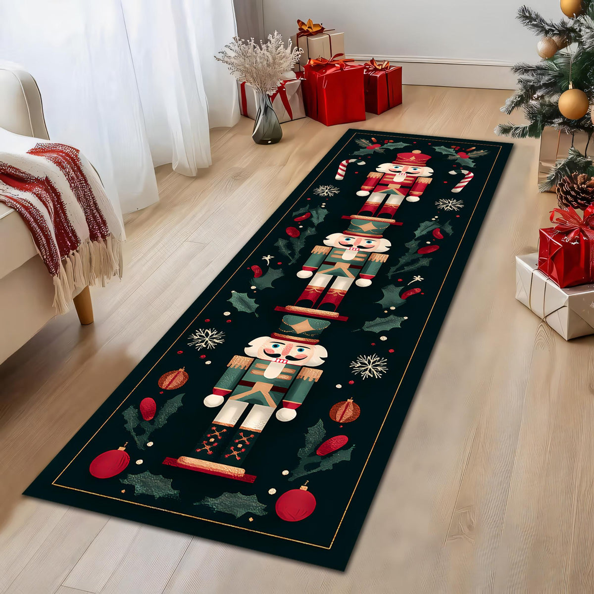 Christmas Nutcracker Runner Rug, Festive Holiday Hallway Carpet, Long Xmas Floor Mat, Classic Toy Soldier Christmas Home Decor fec14a42-715d-4748-8916-4324d5860dc6-1.jpg