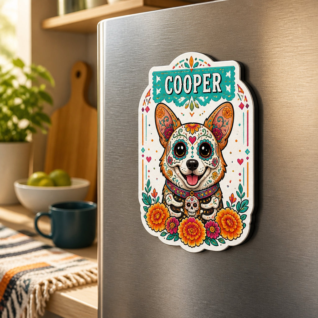 Custom Sugar Skull Pet Portrait Fridge Magnet - Personalized Custom Shape Fridge Magnet fec24d4d-343d-42ca-9ce7-ed63e82e8bb1.jpg
