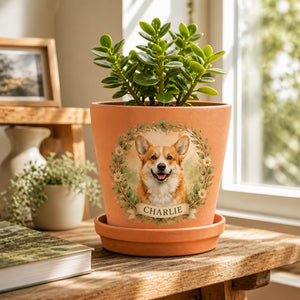 Custom Pet Portrait Planter – Watercolor Wreath + Name - Personalized Plant Pot & Vase fec3fe71-e964-4cfe-bd84-9f53698f25c9.jpg