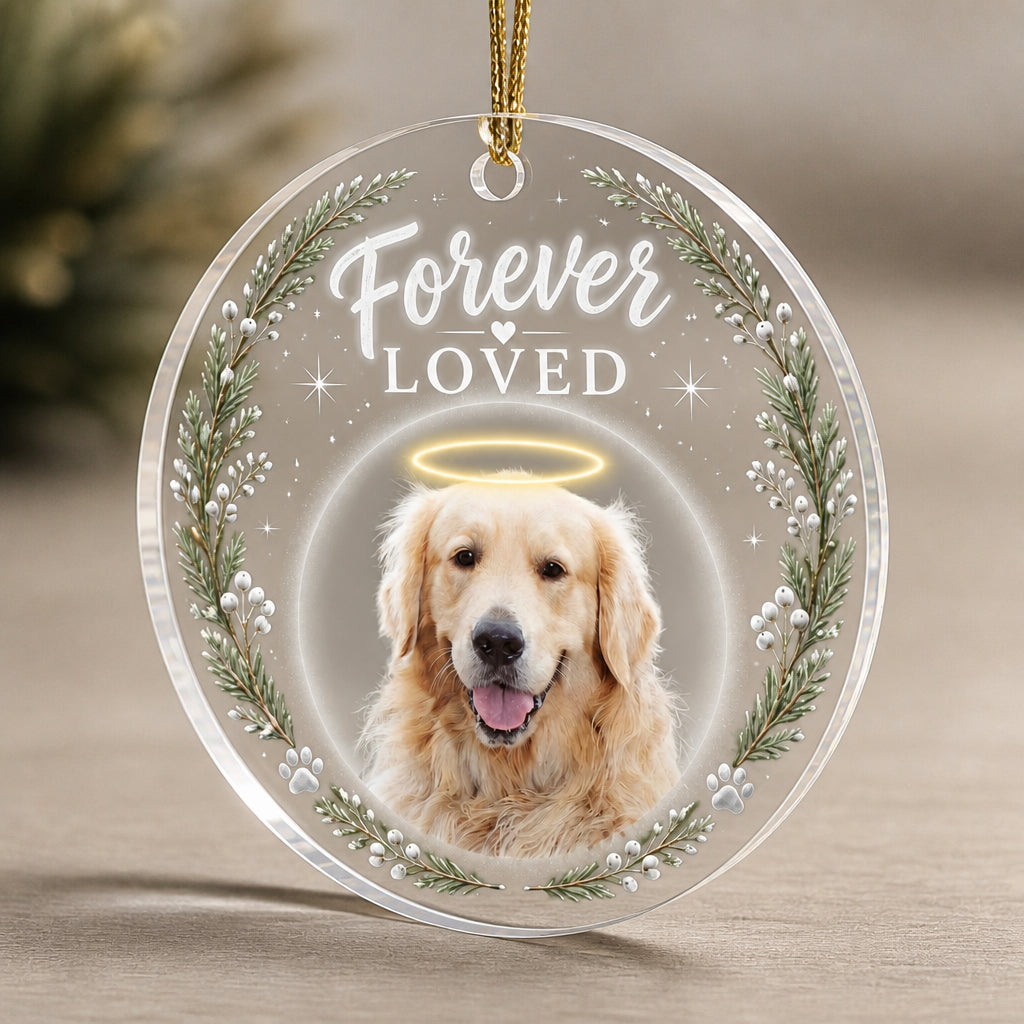 Forever Loved Pet Memorial Photo Acrylic Ornament - Personalized Transparent Acrylic Ornament fee22ddd-6f1d-4b57-89b1-4c4ad882b3f1.jpg