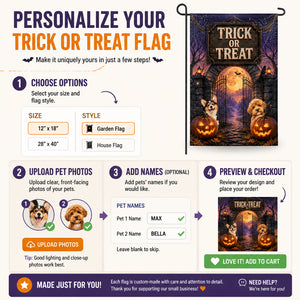 Trick or Treat Halloween Pet Photo Garden Flag - Personalized Family Flag feeb179a-4693-4875-adcb-9e14fa90709a.jpg