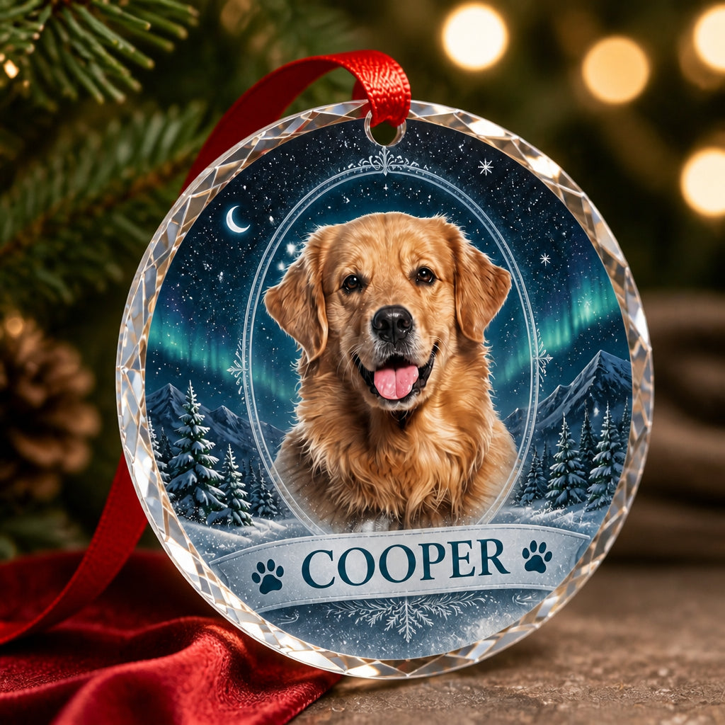 Custom Pet Photo Crystal Ornament – Winter Night Cameo - Personalized Crystal Ornament fefd216c-c825-49a9-a098-34ea81dc24bf.jpg