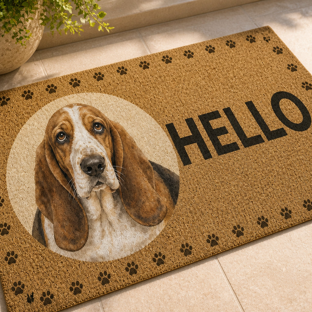 HELLO Basset Hound Welcome Doormat - Doormat ff0354cf-136b-4cd8-8b83-662f992f779a.jpg