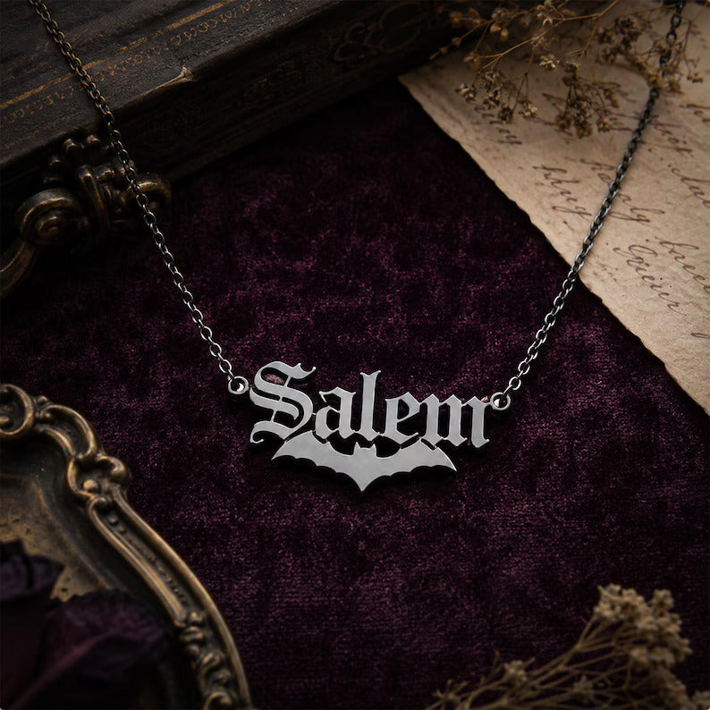 Custom Halloween Name Necklace, Gothic Jewelry, Personalized Gothic Name Necklace, Witch Ghost Bat Pendant, Spooky Gift, Halloween Gift. ff04457e-6fc5-47ab-869a-1e4cdbde45cf-gfhgfghf-4-.jpg