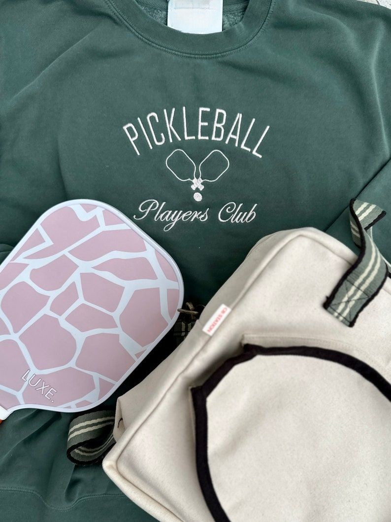 Personalized Pickleball League Sweatshirt, Vintage Style Pickleball Sweatshirt, Embroidered Preppy Style, Pickleball Lover Gift, Pickle Ball