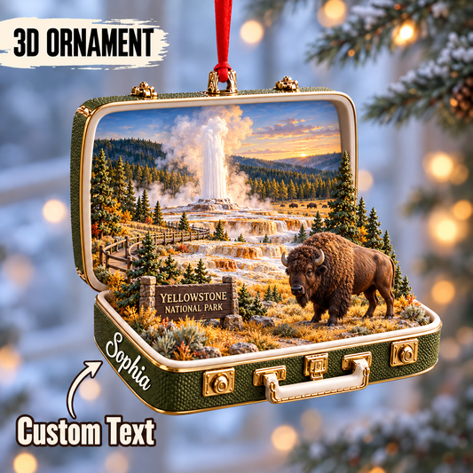 Personalized Yellowstone National Park 3D Suitcase Ornament – Christmas Gift for Nature Lovers & Custom Travel Keepsake ff2557c2-fa1d-4228-93f4-4f4cb7f01850-Yellowstone-Bison-and-Old-Faithful-Ornament.png