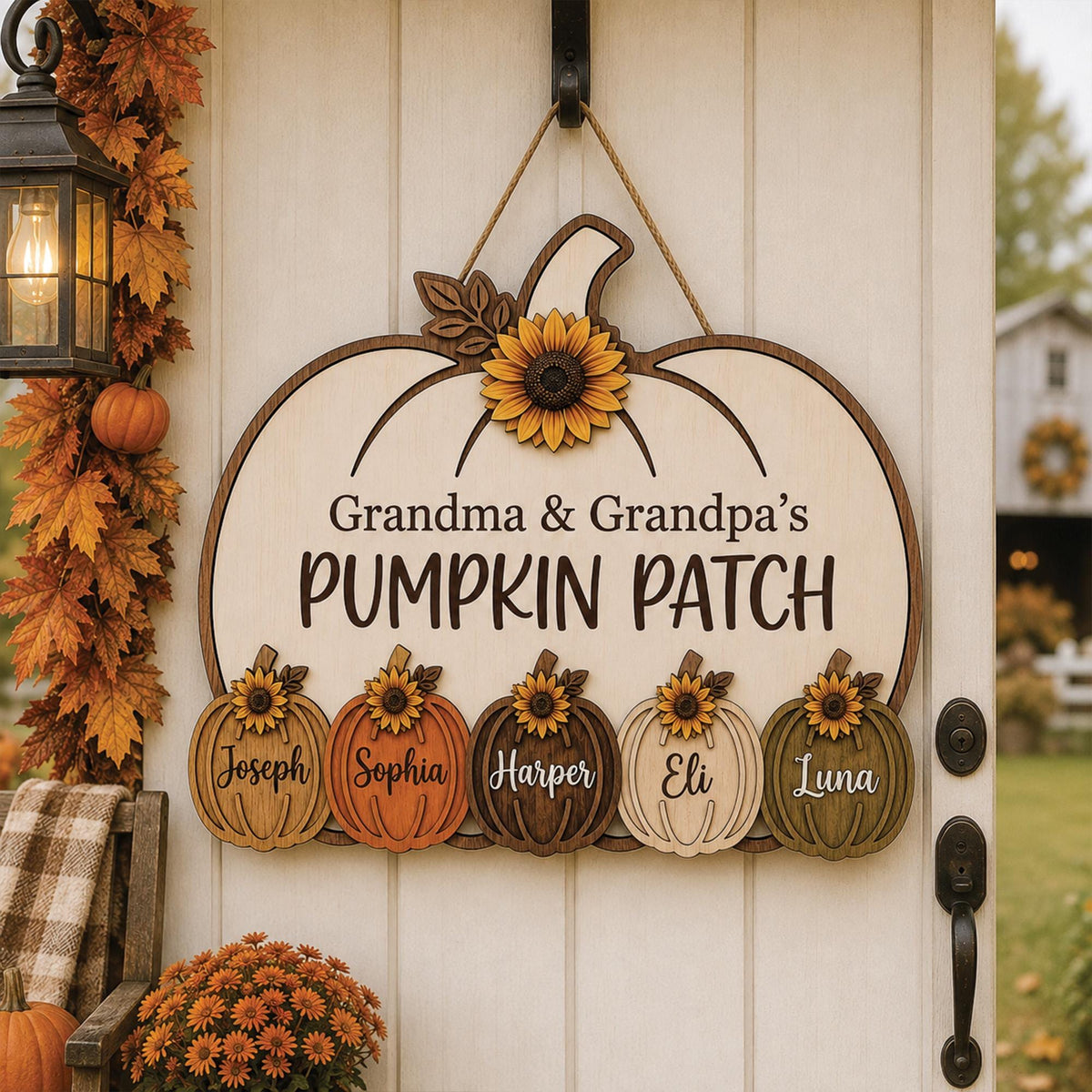 Personalized Grandma Grandpa's Pumpkin Patch Door Hanger, Fall Season Decor, Fall Pumpkin Patch Sign Grandma Thanksgiving Decor, pumpkin kid ff977438-75bc-45a5-8f9d-221bc9840c7b-il_fullxfull.8447621946_9d5l.jpg
