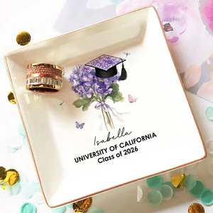 Her Graduation Bloom - Personalized Jewelry Dish - College Graduation Gift for Her, Masters Degree, PHD Graduation Keepsake ff9b698f-c2ca-4747-b312-b96ad6c538cd-b2.png