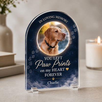 Pet Memorial Acrylic Standee – Paw Prints On My Heart - Personalized Acrylic Custom shape Standing 1 layer (FS) ffaae935-ed40-4537-b464-4198a85bb3cf.jpg