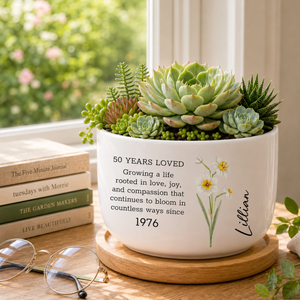50th Gift for Her, Custom Name Planter, Personalized 50th Birthday Gift for Women, 1976 Birthday Gift