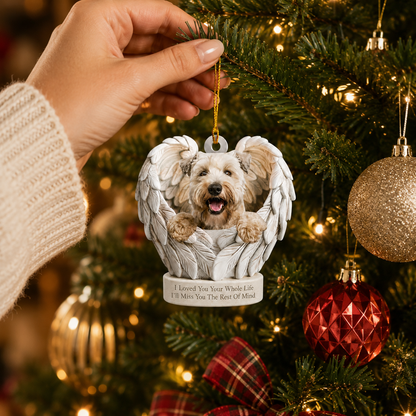 Personalized Dog Angel Wings Ornament, Custom Dog Ornament, Dog Car Ornament